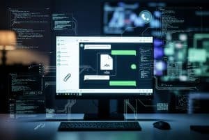 WhatsApp Desktop mit VBS-Malware-Dateien - Cyberangriff Darstellung