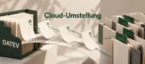 DATEV-Cloud-Umstellung: Belege wandern aus einem DATEV-Ordner über eine Brücke in eine neue Ablage